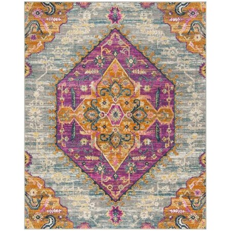 Safavieh 8 x 10 ft. Large Rectangle Madison Power Loomed Rug, Light Grey and Fuchsia MAD119G-8
